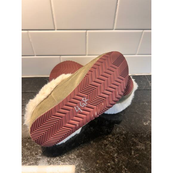 Sorel Go Coffee Run Women's Suede Faux Fur Slip-On Slippers Greyish Tan Size  7 - Picture 9 of 11